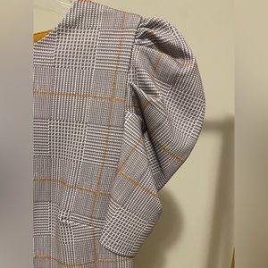 Ruched Sleeve Plaid Dress